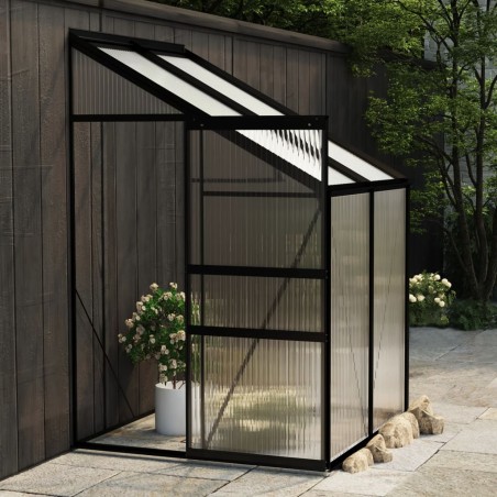 vidaXL Anlehngewächshaus Anthrazit Aluminium 2,7 m³
