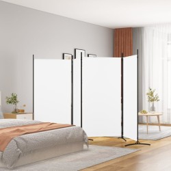 4-tlg. Paravent Weiß 346x180 cm Stoff