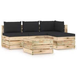5-tlg. Garten-Lounge-Set mit Kissen Grün Imprägniertes Holz