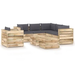 8-tlg. Garten-Lounge-Set mit Kissen Grün Imprägniertes Holz