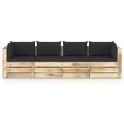 4-Sitzer Outdoor-Sofa mit Kissen Grün Imprägniertes Holz