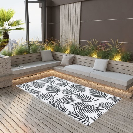 Outdoor-Teppich Weiß und Schwarz 190x290 cm PP