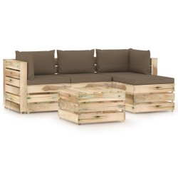 5-tlg. Garten-Lounge-Set mit Kissen Grün Imprägniertes Holz