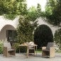 vidaXL Gartentisch Beige 109x107x74 cm Poly Rattan und Glas vidaXL Gartentisch Beige 109x107x74 cm Poly Rattan und Glas