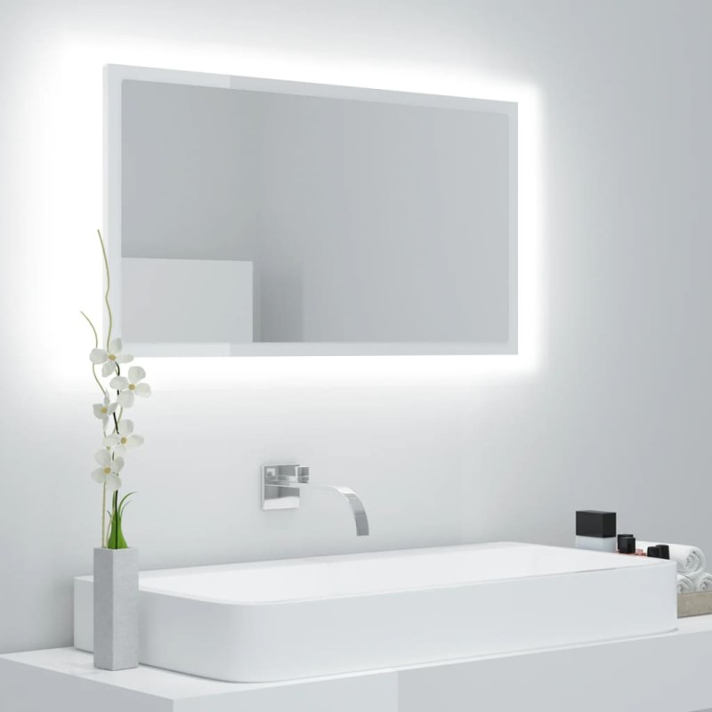 vidaXL LED-Badspiegel Hochglanz-Weiß 80x8,5x37 cm Acryl vidaXL LED-Badspiegel Hochglanz-Weiß 80x8,5x37 cm Acryl