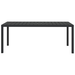 Garten-Esstisch WPC Aluminium 185 x 90 x 74 cm Schwarz
