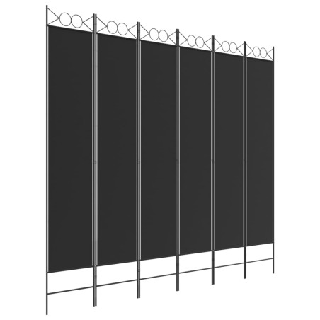 vidaXL 6-tlg. Paravent Schwarz 240x220 cm Stoff