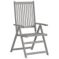 vidaXL Verstellbare Gartenstühle 3 Stk. Grau Massivholz Akazie vidaXL Verstellbare Gartenstühle 3 Stk. Grau Massivholz Akazie