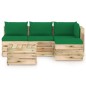 5-tlg. Garten-Lounge-Set mit Kissen Grün Imprägniertes Holz 5-tlg. Garten-Lounge-Set mit Kissen Grün Imprägniertes Holz