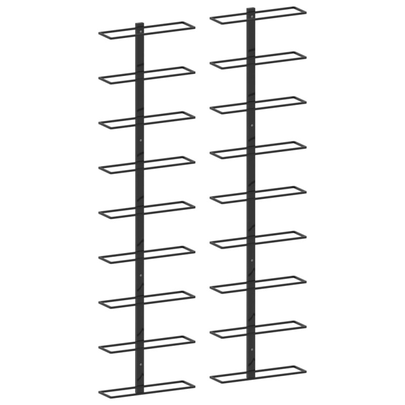 vidaXL Wand-Weinregale für 18 Flaschen 2 Stk. Schwarz Eisen vidaXL Wand-Weinregale für 18 Flaschen 2 Stk. Schwarz Eisen