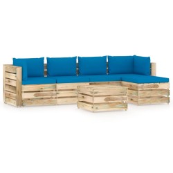 6-tlg. Garten-Lounge-Set mit Kissen Grün Imprägniertes Holz