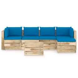 6-tlg. Garten-Lounge-Set mit Kissen Grün Imprägniertes Holz