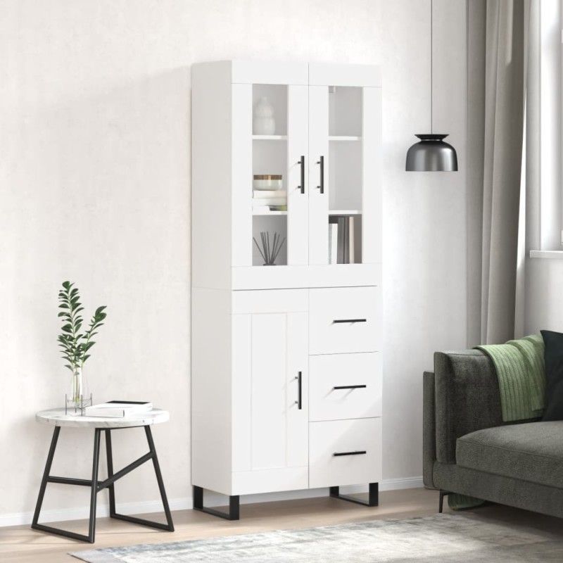 Highboard Hochglanz-Weiß 69,5x34x180 cm Holzwerkstoff Highboard Hochglanz-Weiß 69,5x34x180 cm Holzwerkstoff