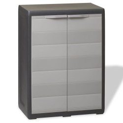 vidaXL Gartenschrank mit 1 Regal Schwarz und Grau