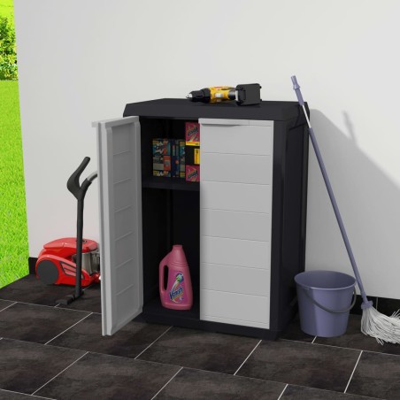 vidaXL Gartenschrank mit 1 Regal Schwarz und Grau