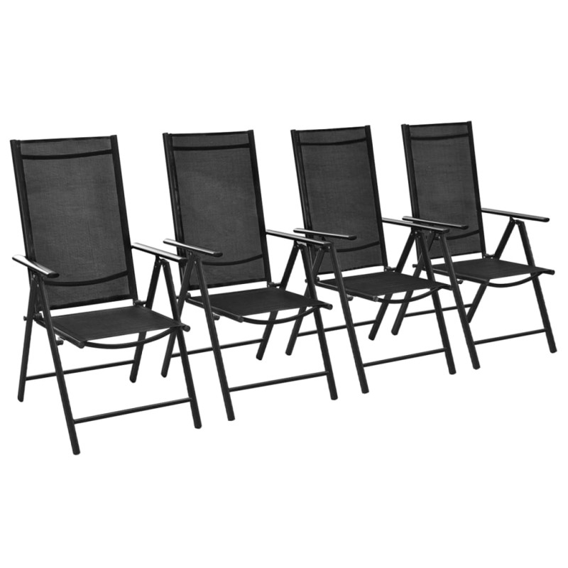 Gartenstühle Klappbar 4 Stk. Aluminium und Textilene Schwarz Gartenstühle Klappbar 4 Stk. Aluminium und Textilene Schwarz
