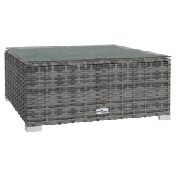 vidaXL Garten-Couchtisch Grau 60x60x30 cm Poly Rattan und Glas