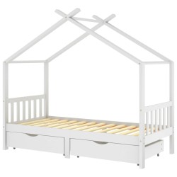 vidaXL Kinderbett mit Schubladen Weiß Massivholz Kiefer 90x200 cm