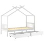 vidaXL Kinderbett mit Schubladen Weiß Massivholz Kiefer 90x200 cm vidaXL Kinderbett mit Schubladen Weiß Massivholz Kiefer 90x200 cm