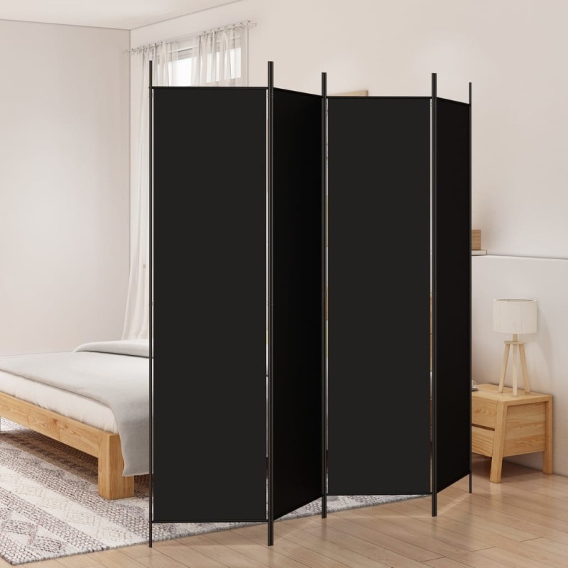 4-tlg. Paravent Schwarz 200x200 cm Stoff 4-tlg. Paravent Schwarz 200x200 cm Stoff