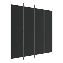 4-tlg. Paravent Schwarz 200x200 cm Stoff