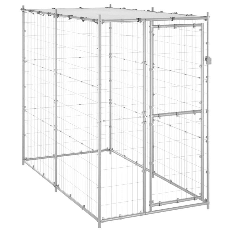 Outdoor-Hundezwinger mit Dach Verzinkter Stahl 110x220x180 cm Outdoor-Hundezwinger mit Dach Verzinkter Stahl 110x220x180 cm