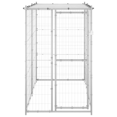 Outdoor-Hundezwinger mit Dach Verzinkter Stahl 110x220x180 cm