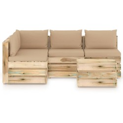 5-tlg. Garten-Lounge-Set mit Kissen Grün Imprägniertes Holz