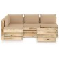 5-tlg. Garten-Lounge-Set mit Kissen Grün Imprägniertes Holz 5-tlg. Garten-Lounge-Set mit Kissen Grün Imprägniertes Holz