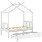 Kinderbett mit Schublade Weiß Massivholz Kiefer 70x140 cm Kinderbett mit Schublade Weiß Massivholz Kiefer 70x140 cm