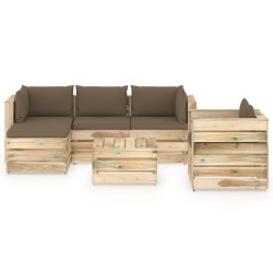 6-tlg. Garten-Lounge-Set mit Kissen Grün Imprägniertes Holz