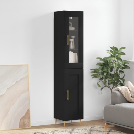 Highboard Schwarz 34,5x34x180 cm Holzwerkstoff