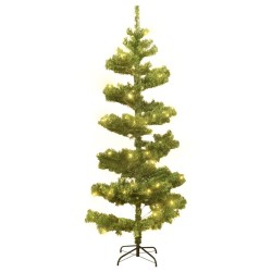Spiral-Weihnachtsbaum mit Ständer und LEDs Grün 150 cm PVC