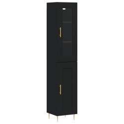 Highboard Schwarz 34,5x34x180 cm Holzwerkstoff
