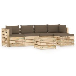 6-tlg. Garten-Lounge-Set mit Kissen Grün Imprägniertes Holz