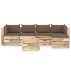 6-tlg. Garten-Lounge-Set mit Kissen Grün Imprägniertes Holz