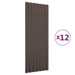 Dachpaneele 12 Stk. Pulverbeschichteter Stahl Braun 100x36 cm