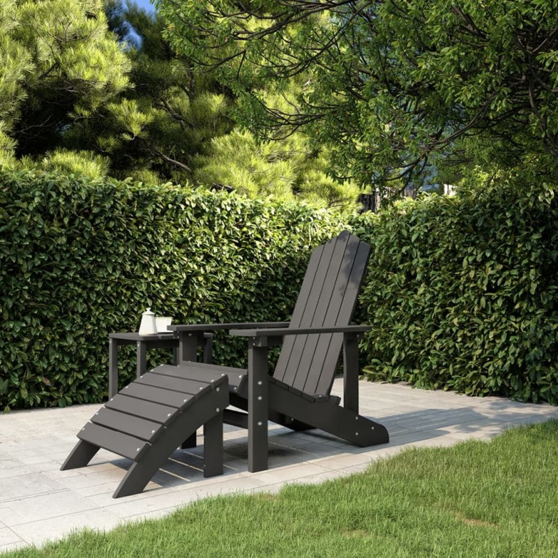 Adirondack-Gartenstuhl mit Fußstütze HDPE Anthrazit Adirondack-Gartenstuhl mit Fußstütze HDPE Anthrazit