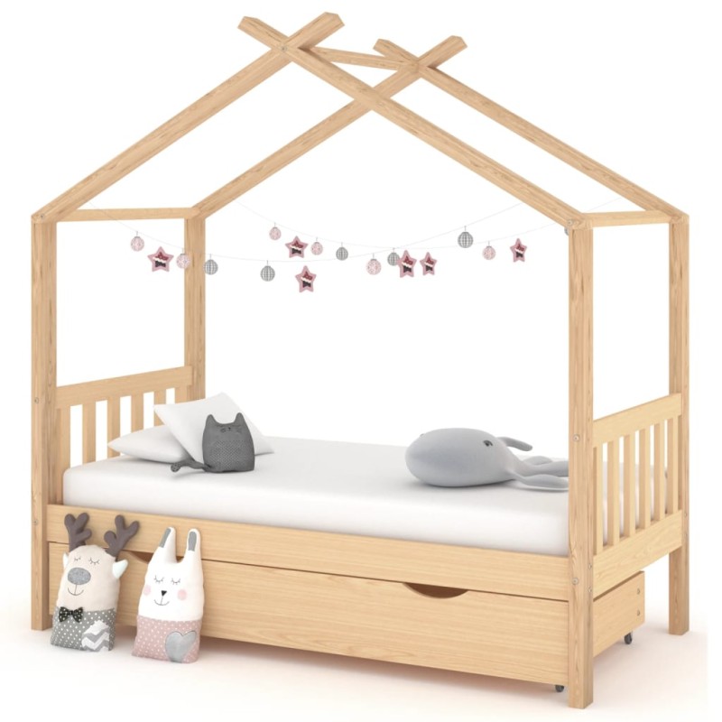 vidaXL Kinderbett mit Schublade Massivholz Kiefer 80x160 cm vidaXL Kinderbett mit Schublade Massivholz Kiefer 80x160 cm