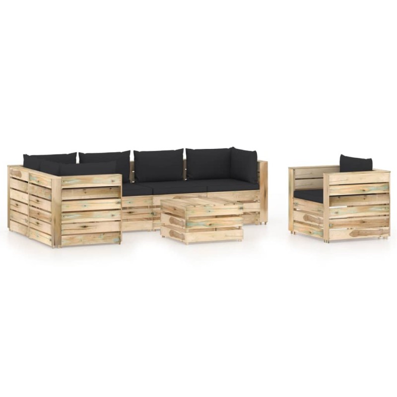 vidaXL 7-tlg. Garten-Lounge-Set mit Kissen Grün Imprägniertes Holz vidaXL 7-tlg. Garten-Lounge-Set mit Kissen Grün Imprägniertes Holz