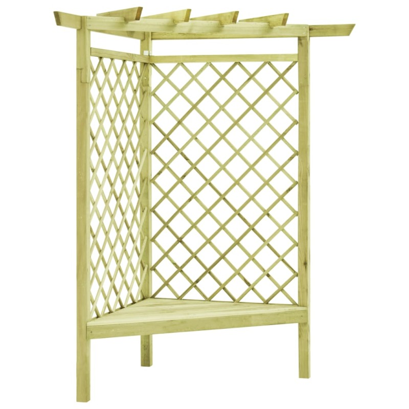 vidaXL Eckpergola mit Bank 130×130×197 cm Kiefernholz Imprägniert vidaXL Eckpergola mit Bank 130×130×197 cm Kiefernholz Imprägniert