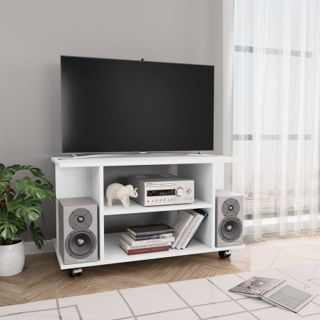 TV-Schrank mit Rollen Weiß 80x40x40 cm Holzwerkstoff