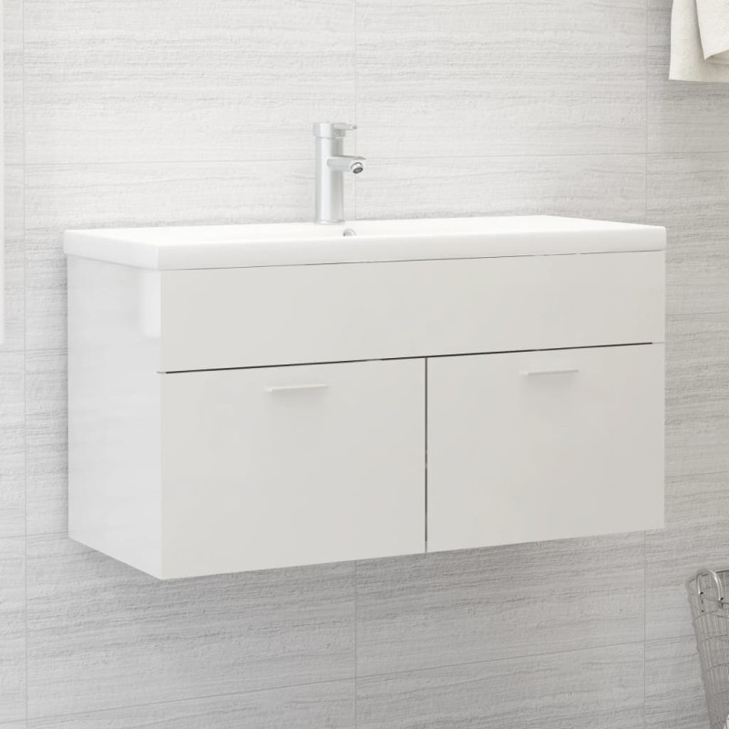 Waschbeckenunterschrank Hochglanz-Weiß 90x38,5x46cm Waschbeckenunterschrank Hochglanz-Weiß 90x38,5x46cm