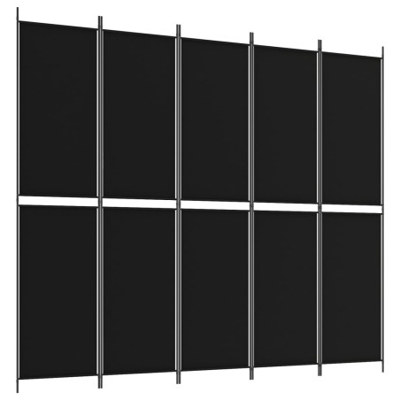 5-tlg. Paravent Schwarz 250x220 cm Stoff