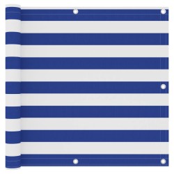 Balkon-Sichtschutz Weiß und Blau 90x500 cm Oxford-Gewebe