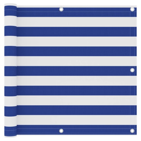 Balkon-Sichtschutz Weiß und Blau 90x500 cm Oxford-Gewebe
