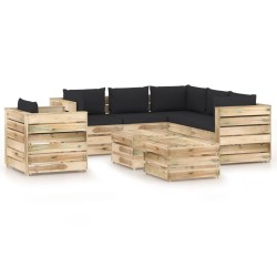 8-tlg. Garten-Lounge-Set mit Kissen Grün Imprägniertes Holz