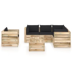 8-tlg. Garten-Lounge-Set mit Kissen Grün Imprägniertes Holz