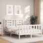 vidaXL Massivholzbett mit Kopfteil Weiß 140x190 cm vidaXL Massivholzbett mit Kopfteil Weiß 140x190 cm