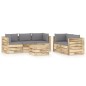 6-tlg. Garten-Lounge-Set mit Kissen Grün Imprägniertes Holz 6-tlg. Garten-Lounge-Set mit Kissen Grün Imprägniertes Holz